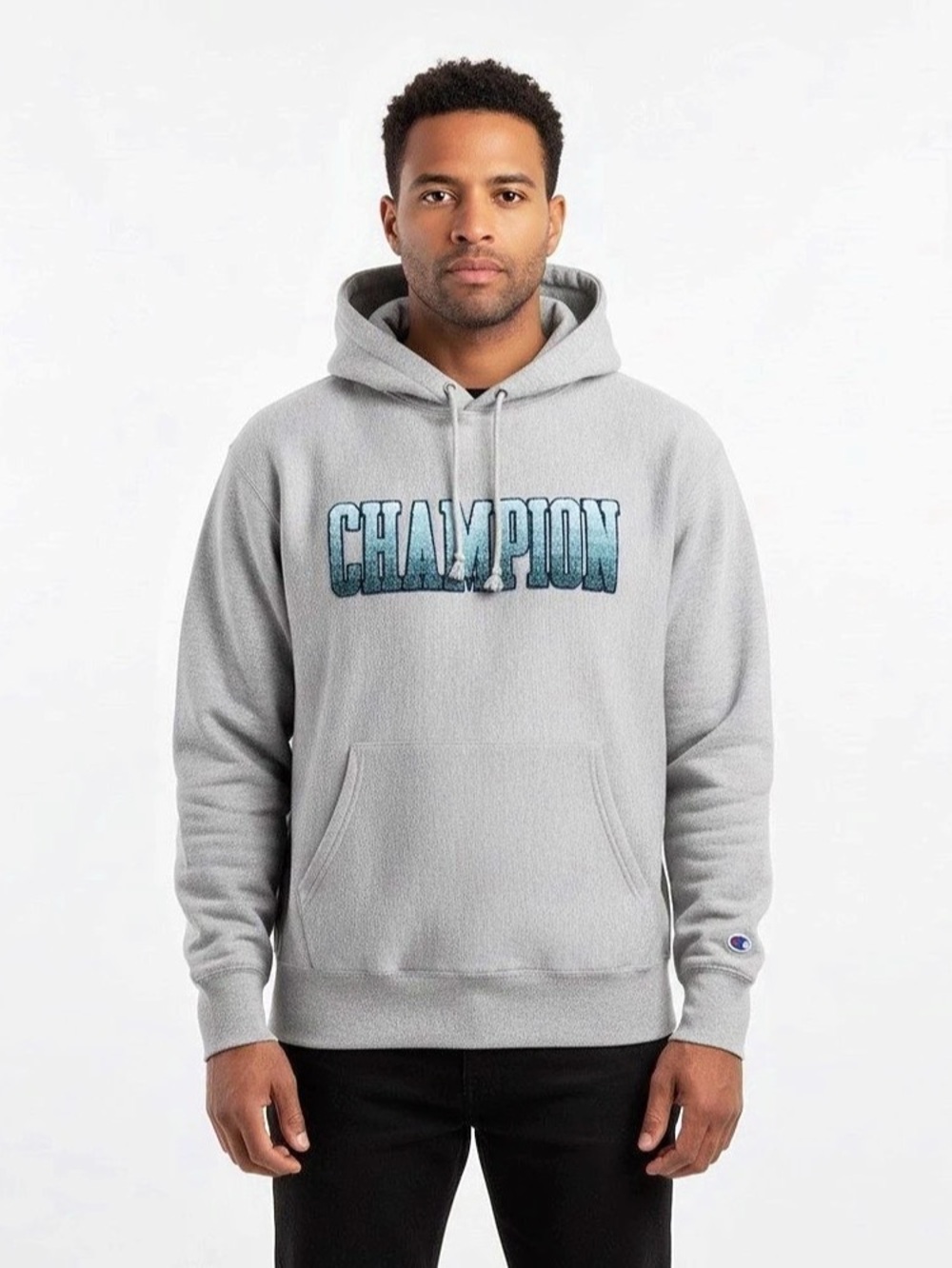 Champion Heavyweight Reverse Weave Gradient Chenille Hoodie Oxford Gray Gradient